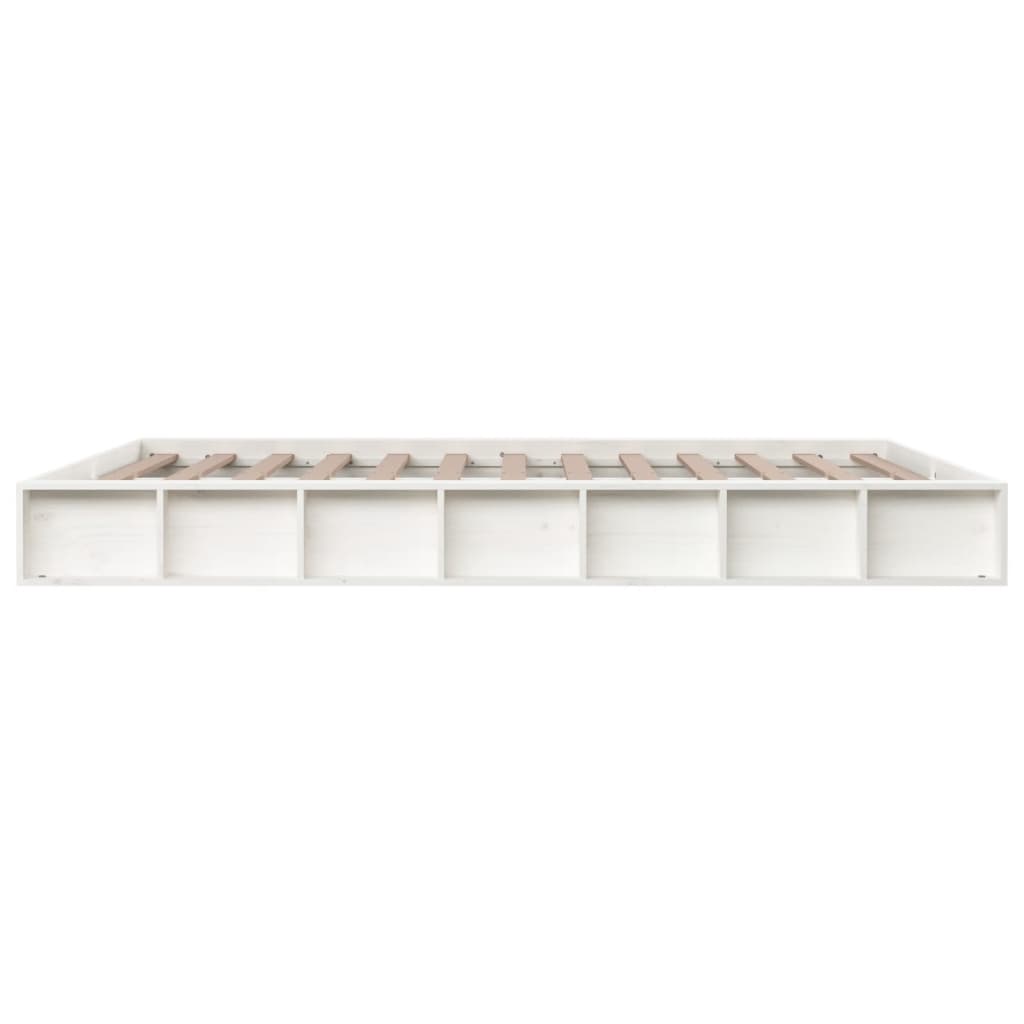 vidaXL Cadru de pat King Size, alb, 150x200 cm, lemn masiv vidaXL Cadru de pat King Size, alb, 150x200 cm, lemn masiv