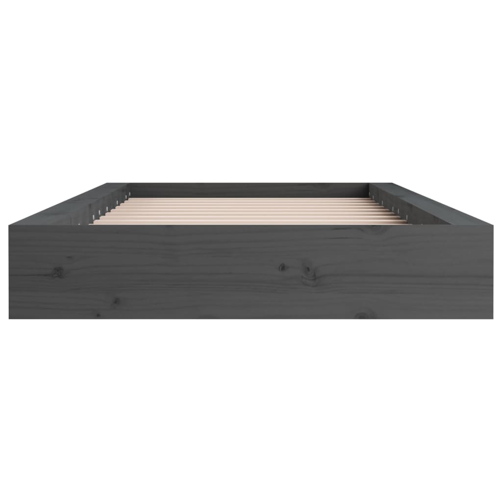 vidaXL Cadru de pat dublu, gri, 135x190 cm, lemn masiv