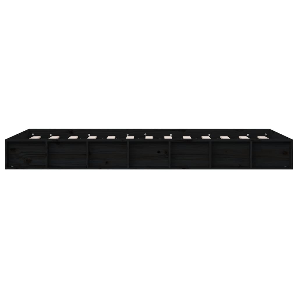 vidaXL Cadru de pat dublu, negru, 135x190 cm, lemn masiv vidaXL Cadru de pat dublu, negru, 135x190 cm, lemn masiv
