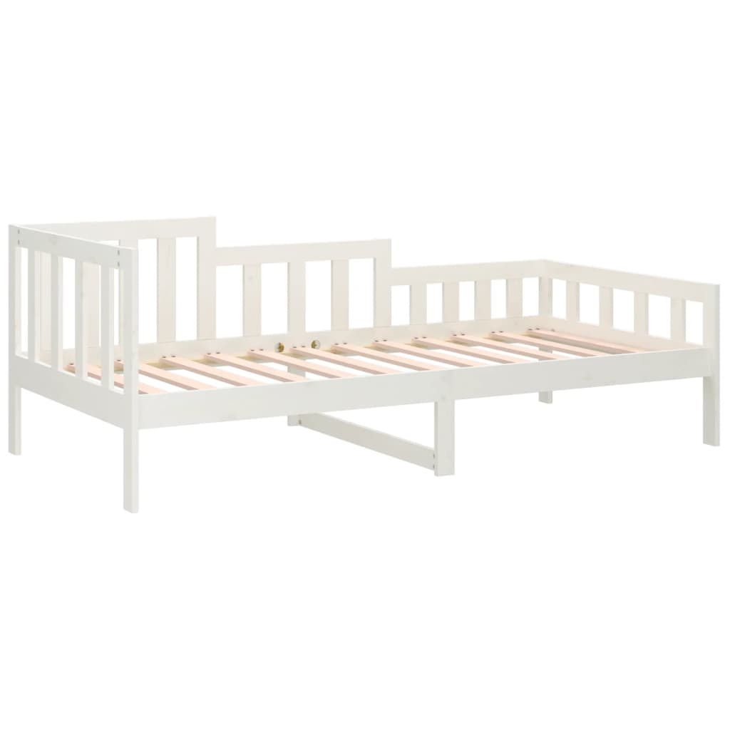 vidaXL Pat de zi fără saltea, alb, 90x190 cm, lemn masiv pin