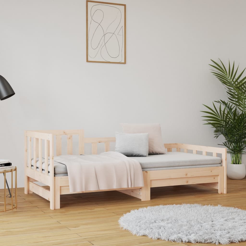 vidaXL Pat de zi extensibil, 2x(80x200) cm, lemn masiv de pin