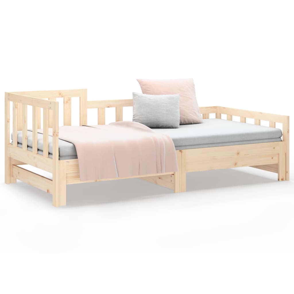 vidaXL Pat de zi extensibil, 2x(90x190) cm, lemn masiv de pin