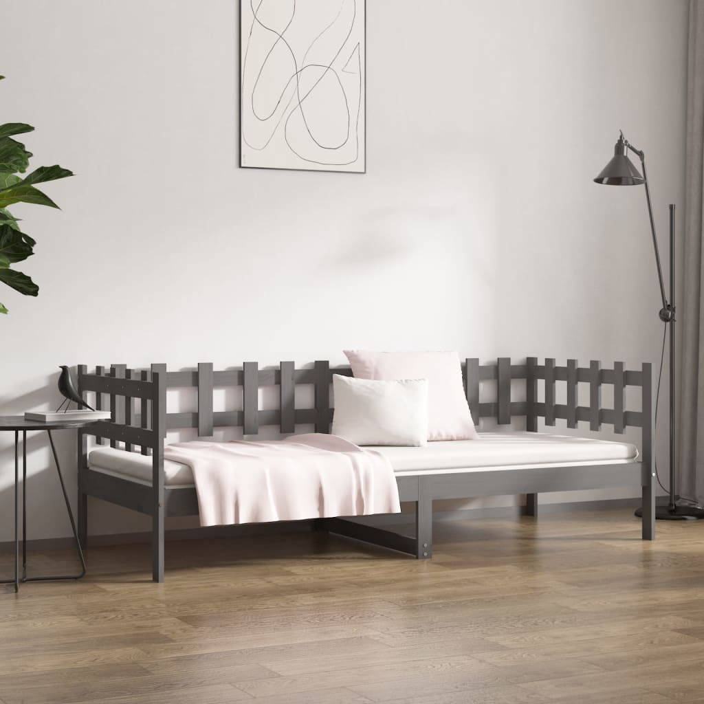 vidaXL Pat de zi, gri, 80x200 cm, lemn masiv de pin