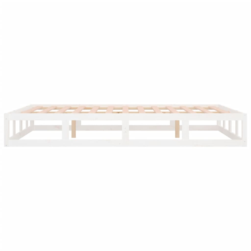 vidaXL Cadru de pat King Size, alb, 150x200 cm, lemn masiv vidaXL Cadru de pat King Size, alb, 150x200 cm, lemn masiv
