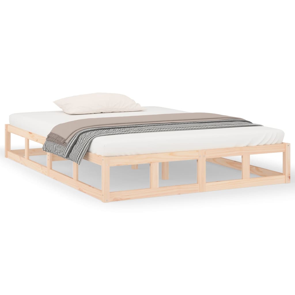 vidaXL Cadru de pat dublu, 135x190 cm, lemn masiv
