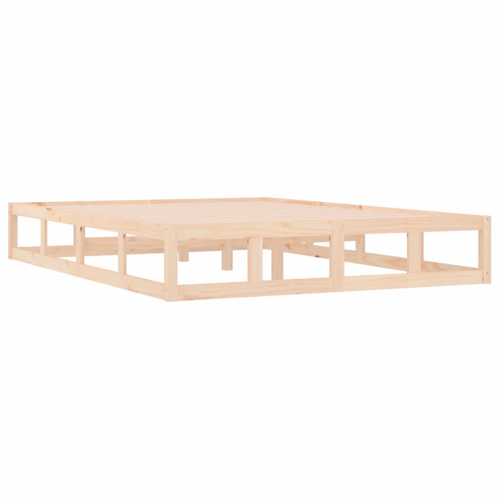 vidaXL Cadru de pat dublu, 135x190 cm, lemn masiv
