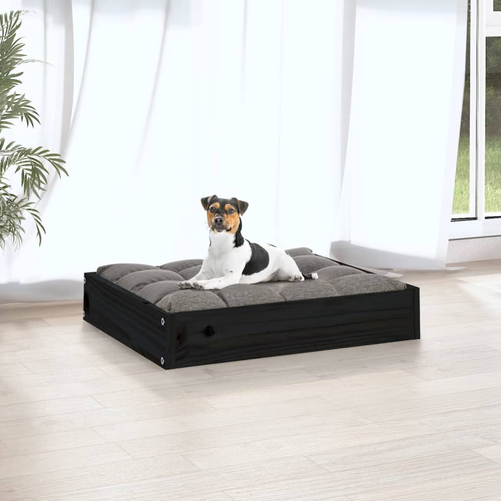 vidaXL Pat pentru câini, negru, 51,5x44x9 cm, lemn masiv de pin vidaXL Pat pentru câini, negru, 51,5x44x9 cm, lemn masiv de pin