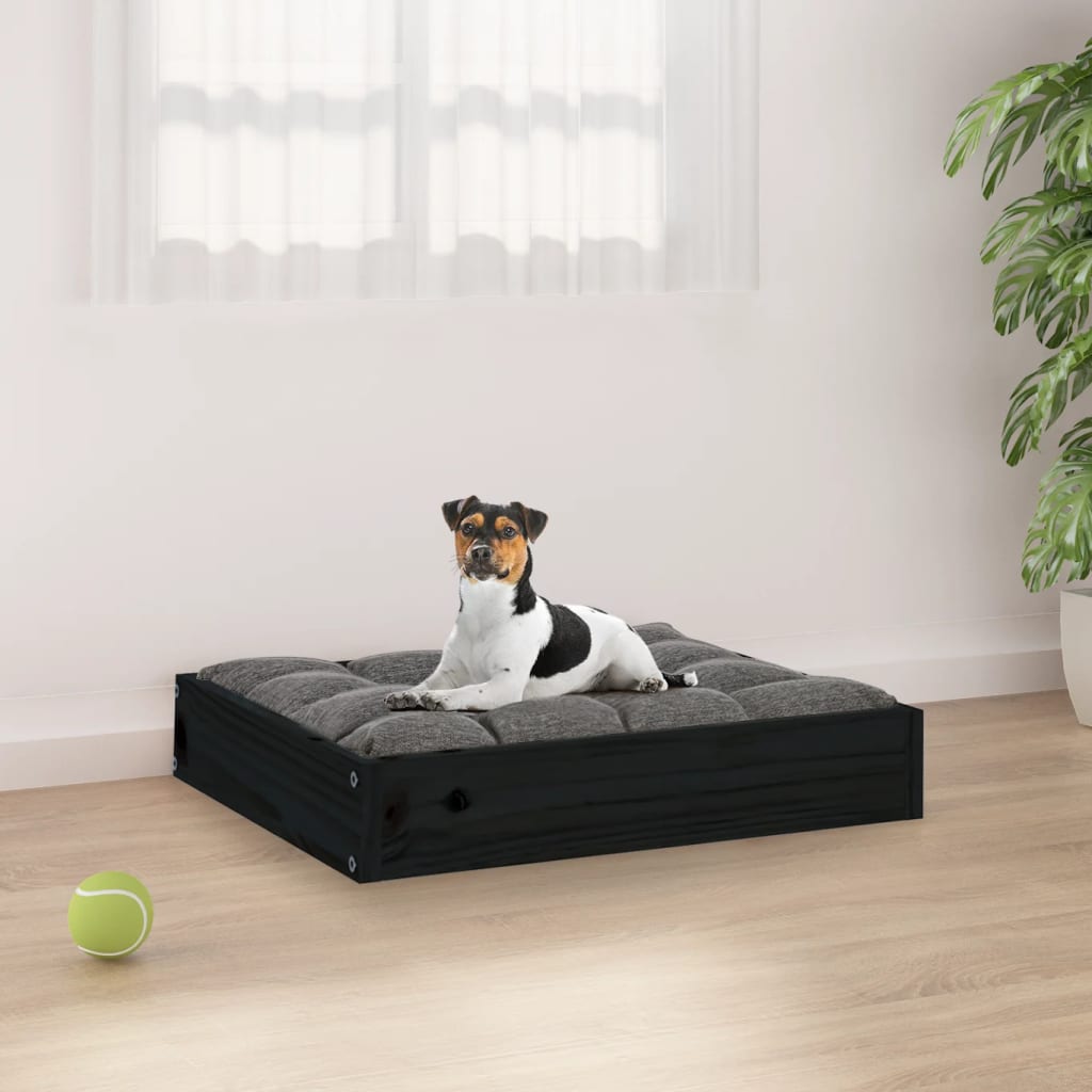 vidaXL Pat pentru câini, negru, 51,5x44x9 cm, lemn masiv de pin vidaXL Pat pentru câini, negru, 51,5x44x9 cm, lemn masiv de pin