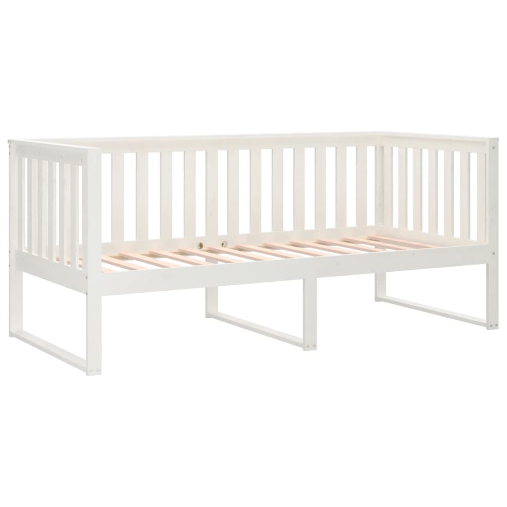 vidaXL Pat de zi fără saltea alb 100x200 cm lemn masiv de pin