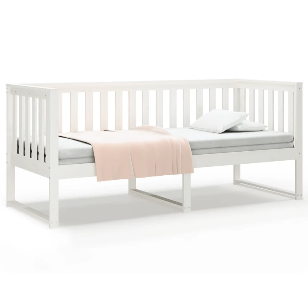 vidaXL Pat de zi fără saltea alb 75x190 cm lemn masiv de pin