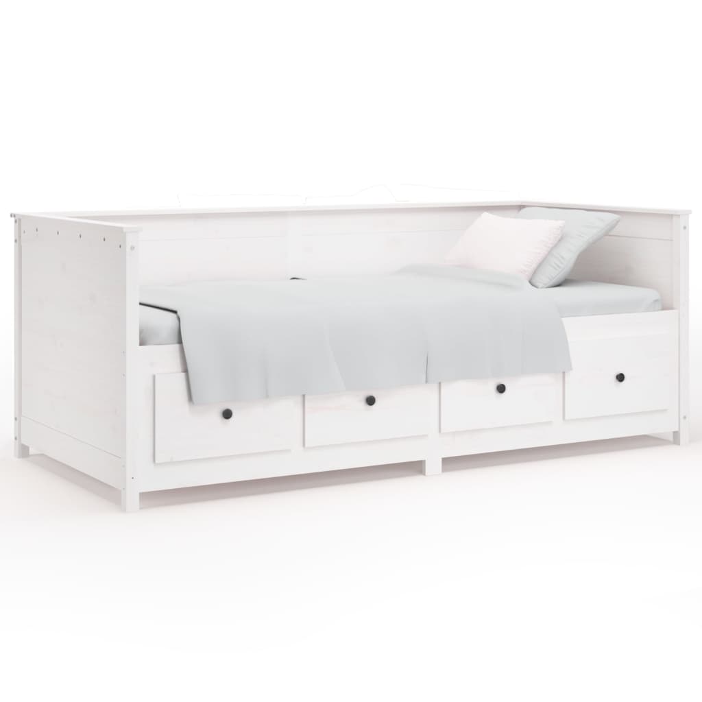 vidaXL Pat de zi fără saltea alb 75x190 cm lemn masiv de pin