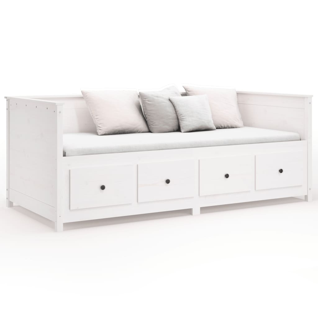 vidaXL Pat de zi fără saltea alb 75x190 cm lemn masiv de pin