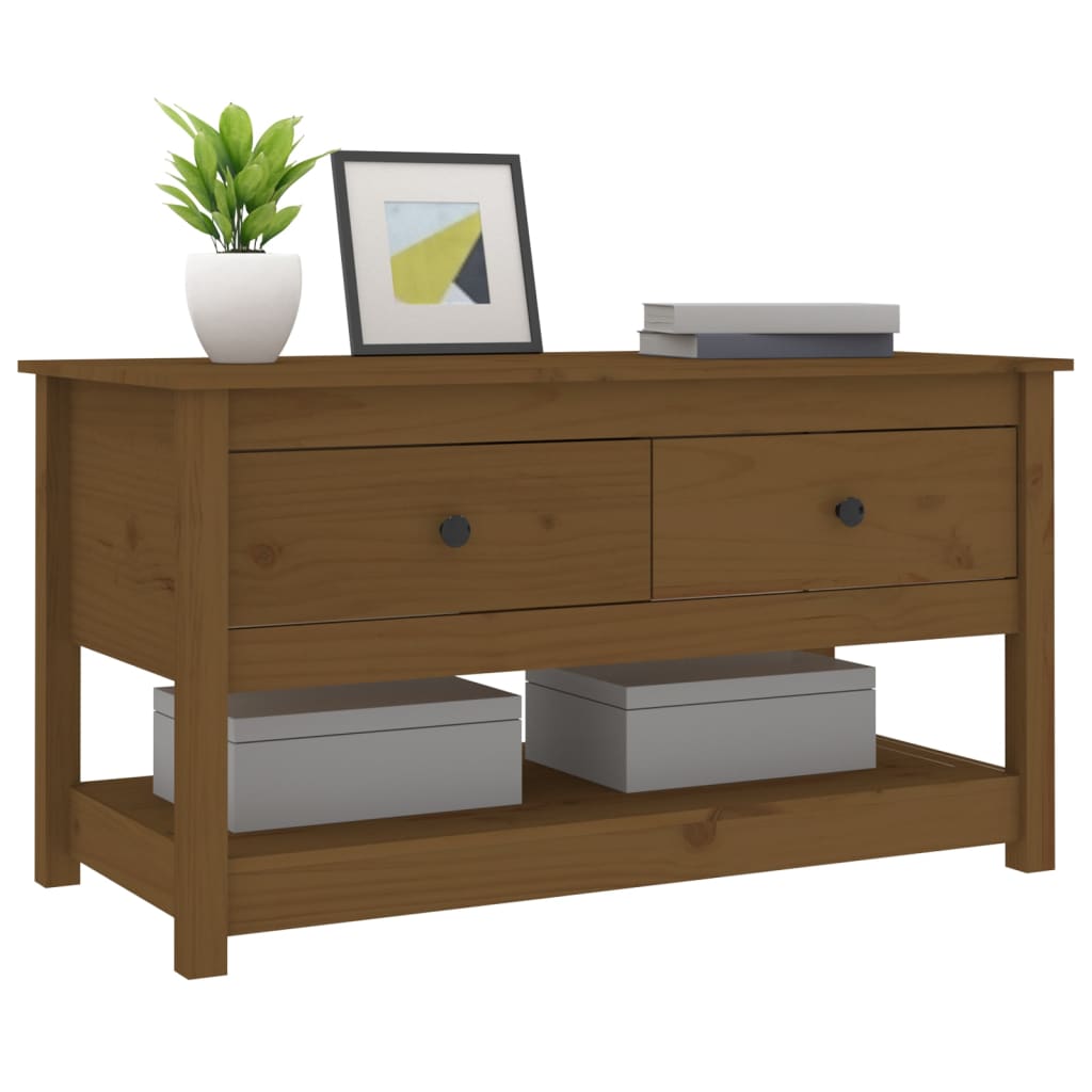 vidaXL Măsuță de cafea, maro miere, 102x49x55 cm, lemn masiv de pin vidaXL Măsuță de cafea, maro miere, 102x49x55 cm, lemn masiv de pin