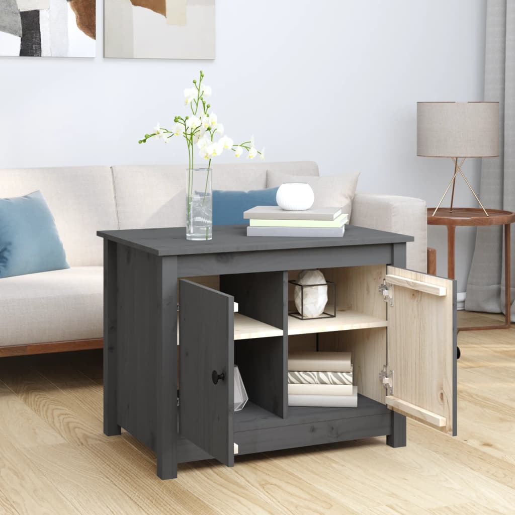 vidaXL Măsuță de cafea, gri, 71x49x55 cm, lemn masiv de pin vidaXL Măsuță de cafea, gri, 71x49x55 cm, lemn masiv de pin