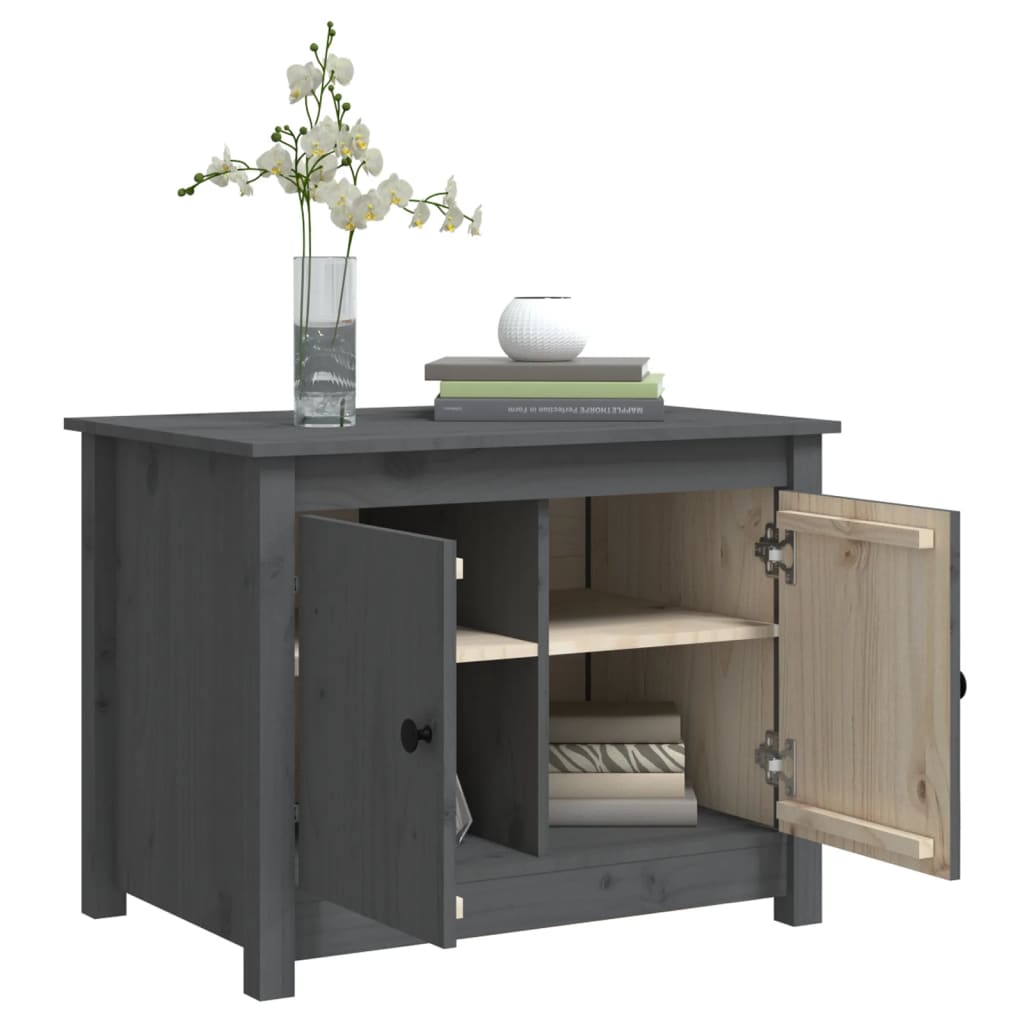 vidaXL Măsuță de cafea, gri, 71x49x55 cm, lemn masiv de pin vidaXL Măsuță de cafea, gri, 71x49x55 cm, lemn masiv de pin