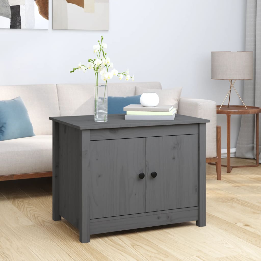 vidaXL Măsuță de cafea, gri, 71x49x55 cm, lemn masiv de pin vidaXL Măsuță de cafea, gri, 71x49x55 cm, lemn masiv de pin