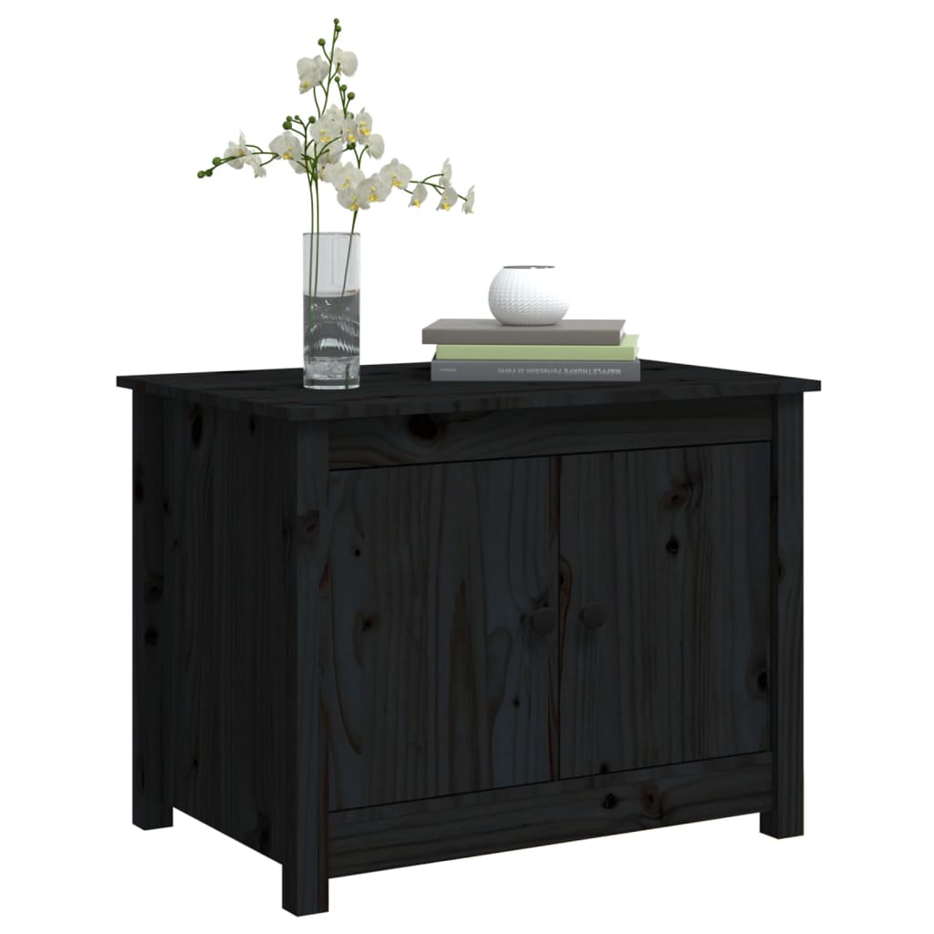 vidaXL Măsuță de cafea, negru, 71x49x55 cm, lemn masiv de pin vidaXL Măsuță de cafea, negru, 71x49x55 cm, lemn masiv de pin