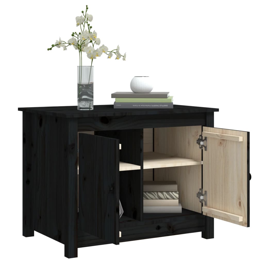 vidaXL Măsuță de cafea, negru, 71x49x55 cm, lemn masiv de pin vidaXL Măsuță de cafea, negru, 71x49x55 cm, lemn masiv de pin