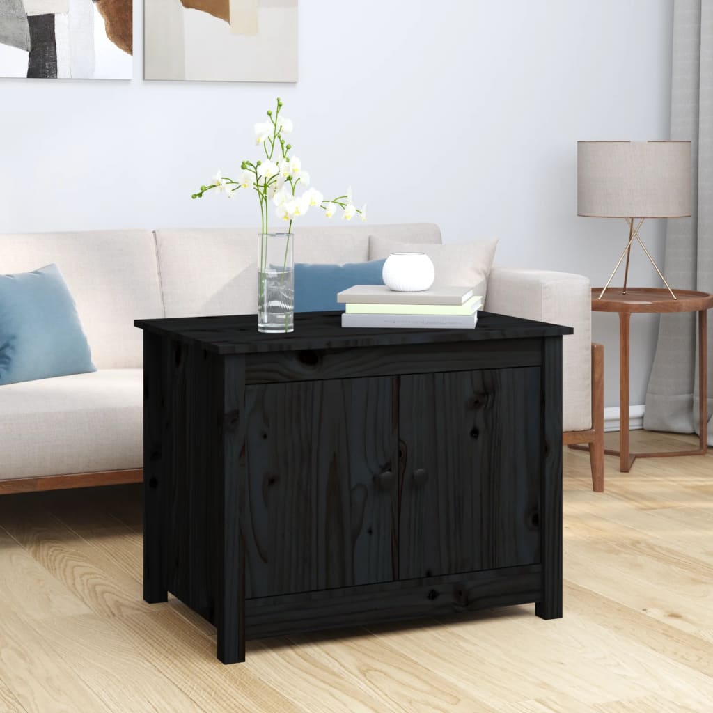 vidaXL Măsuță de cafea, negru, 71x49x55 cm, lemn masiv de pin vidaXL Măsuță de cafea, negru, 71x49x55 cm, lemn masiv de pin