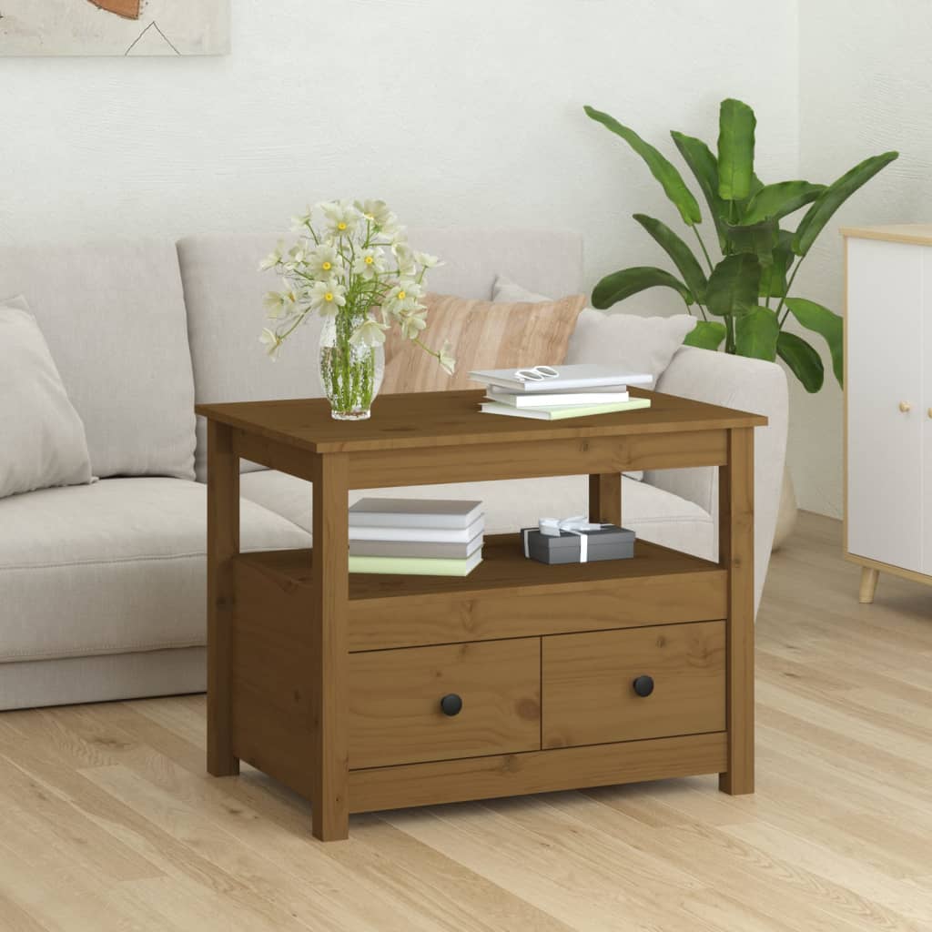 vidaXL Măsuță de cafea, maro miere, 71x49x55 cm, lemn masiv de pin