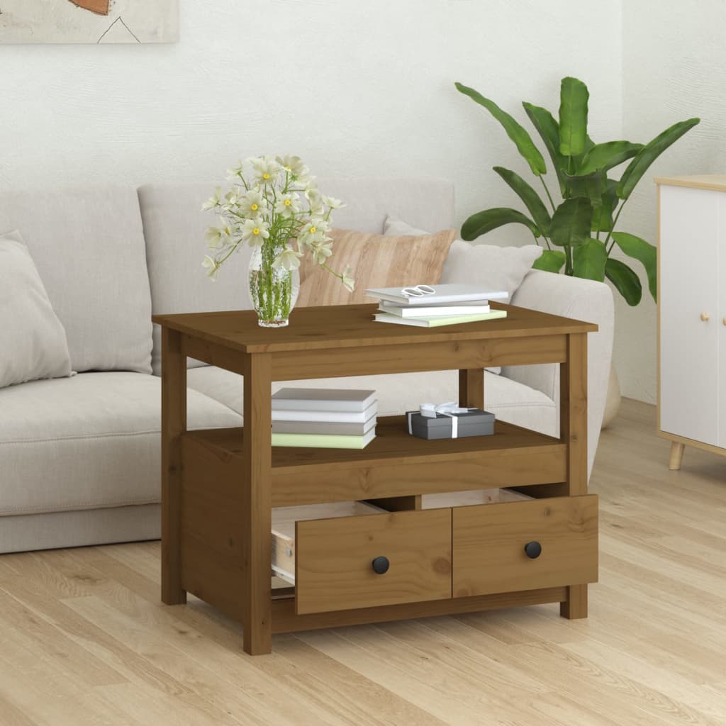 vidaXL Măsuță de cafea, maro miere, 71x49x55 cm, lemn masiv de pin