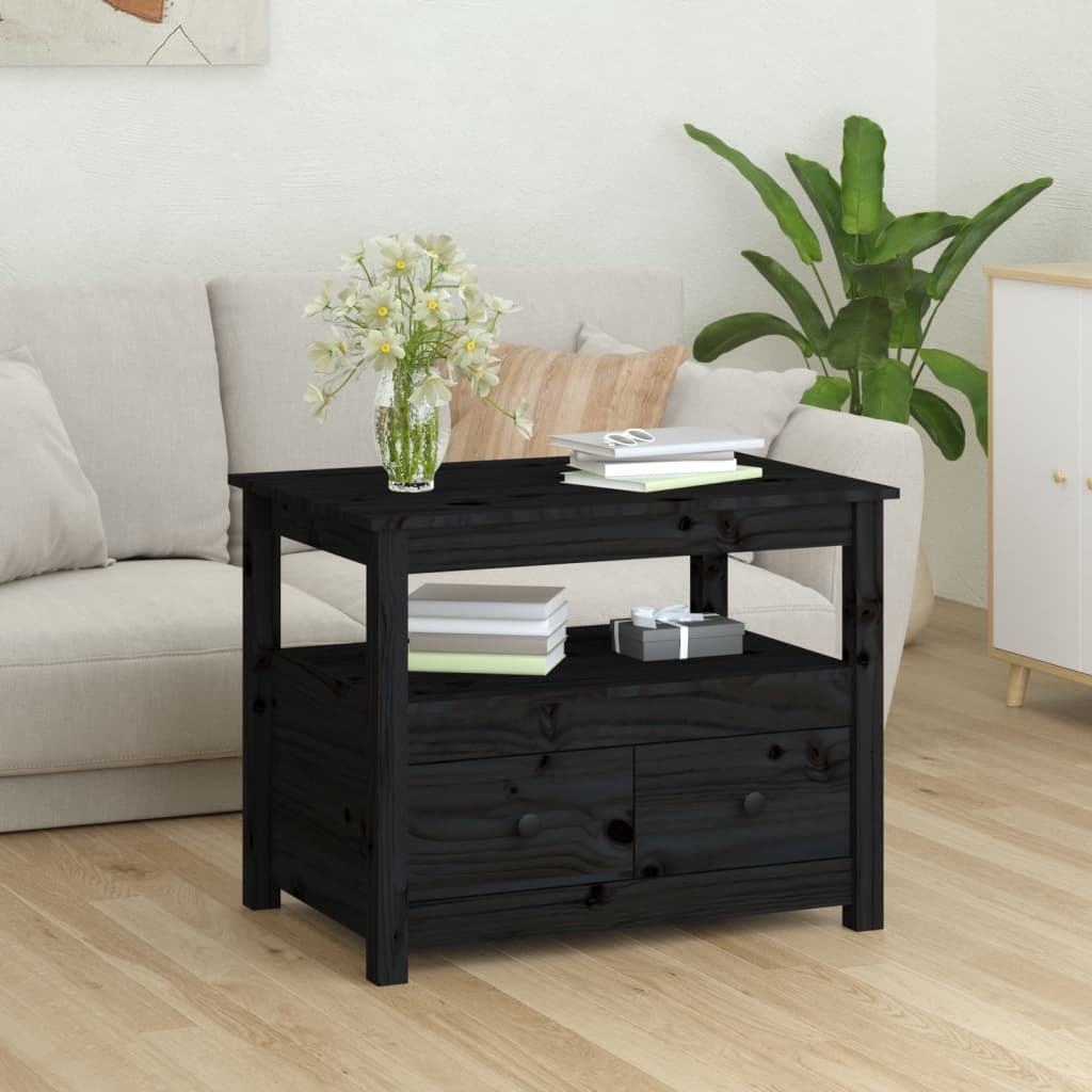 vidaXL Măsuță de cafea, negru, 71x49x55 cm, lemn masiv de pin vidaXL Măsuță de cafea, negru, 71x49x55 cm, lemn masiv de pin