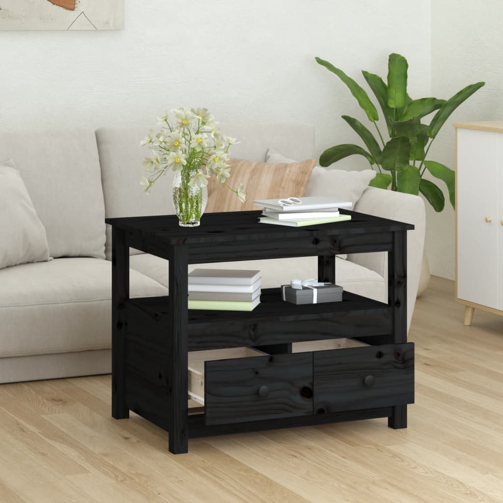 vidaXL Măsuță de cafea, negru, 71x49x55 cm, lemn masiv de pin vidaXL Măsuță de cafea, negru, 71x49x55 cm, lemn masiv de pin