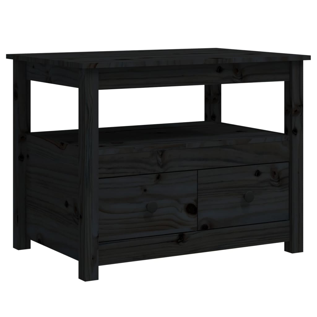 vidaXL Măsuță de cafea, negru, 71x49x55 cm, lemn masiv de pin vidaXL Măsuță de cafea, negru, 71x49x55 cm, lemn masiv de pin