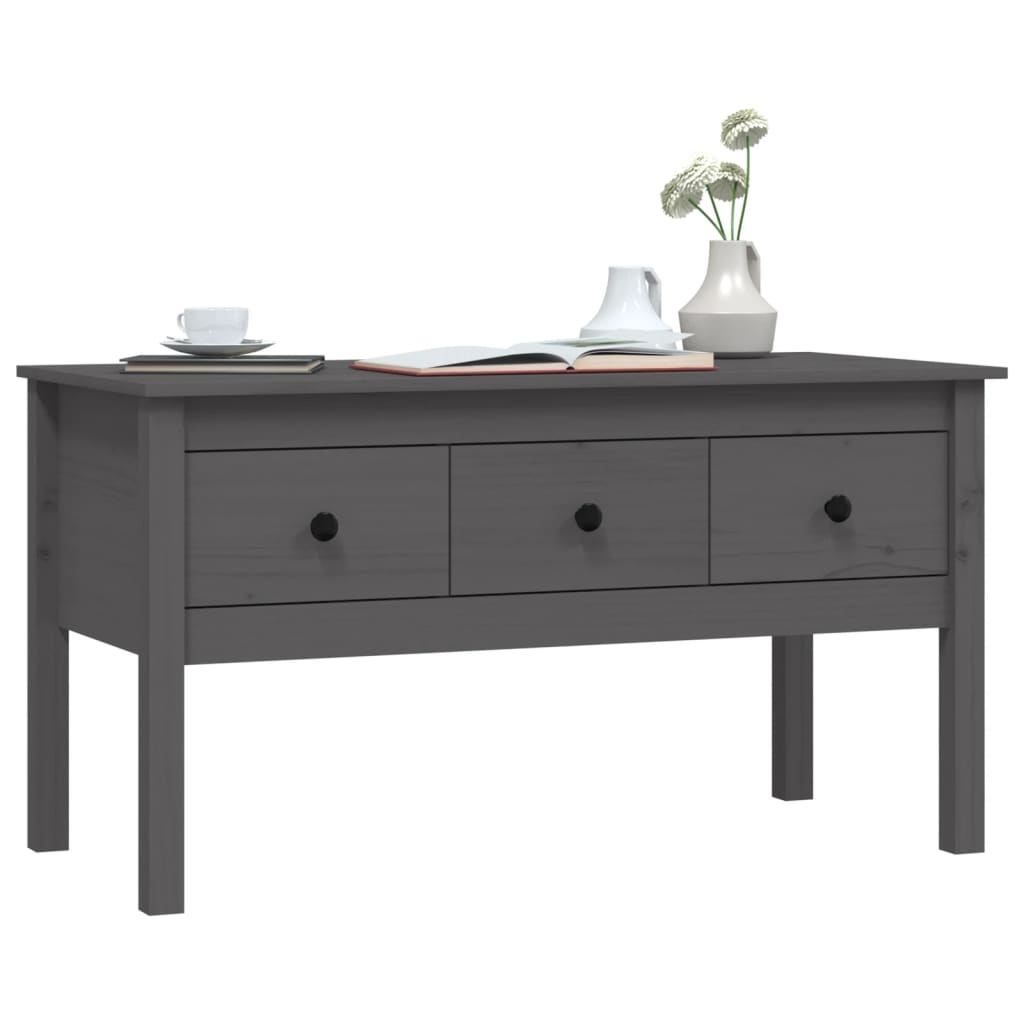 vidaXL Măsuță de cafea, gri, 102x49x55 cm, lemn masiv de pin