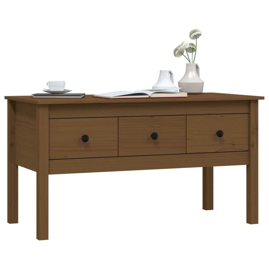 vidaXL Măsuță de cafea, maro miere, 102x49x55 cm, lemn masiv de pin vidaXL Măsuță de cafea, maro miere, 102x49x55 cm, lemn masiv de pin