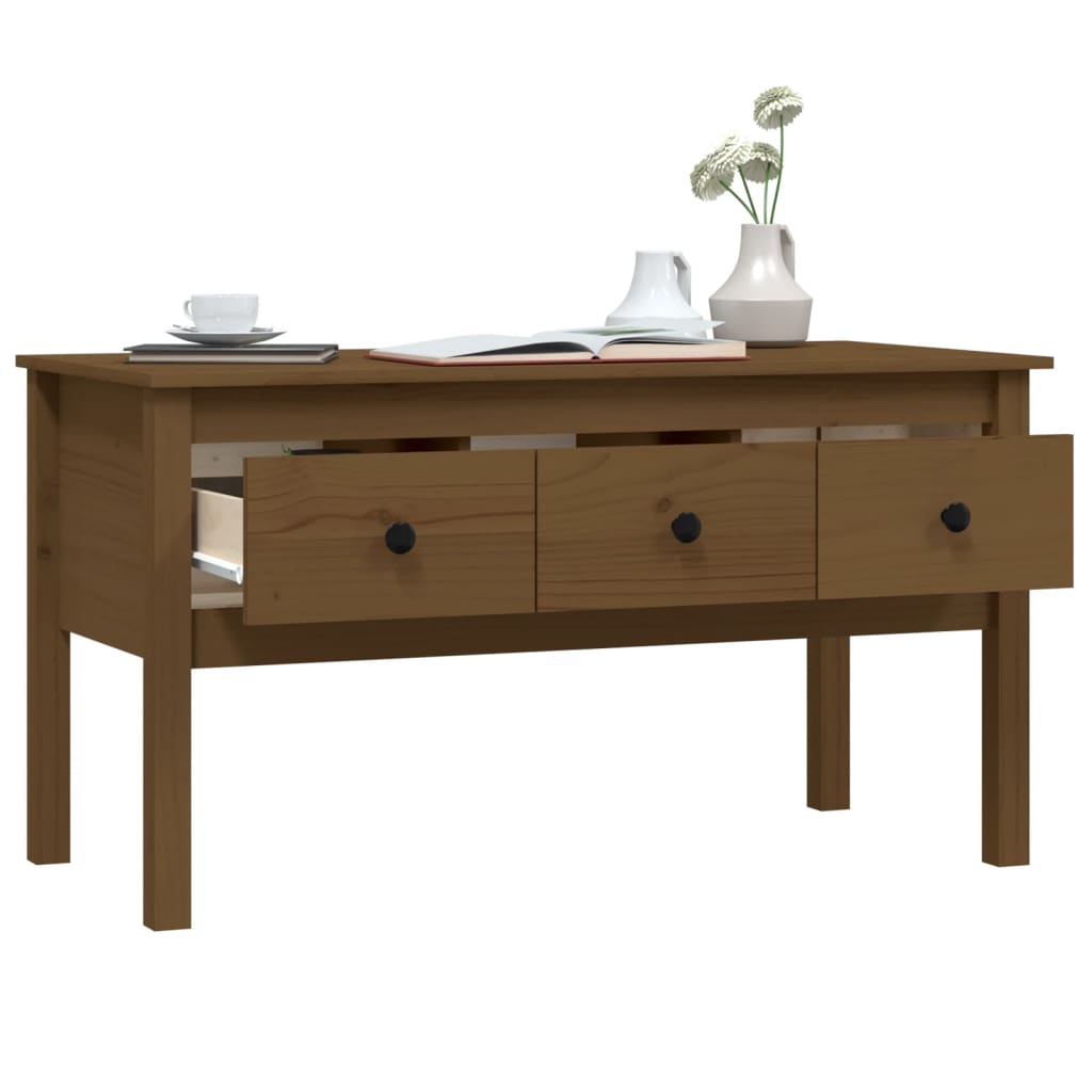 vidaXL Măsuță de cafea, maro miere, 102x49x55 cm, lemn masiv de pin vidaXL Măsuță de cafea, maro miere, 102x49x55 cm, lemn masiv de pin