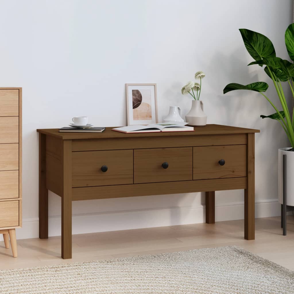 vidaXL Măsuță de cafea, maro miere, 102x49x55 cm, lemn masiv de pin vidaXL Măsuță de cafea, maro miere, 102x49x55 cm, lemn masiv de pin