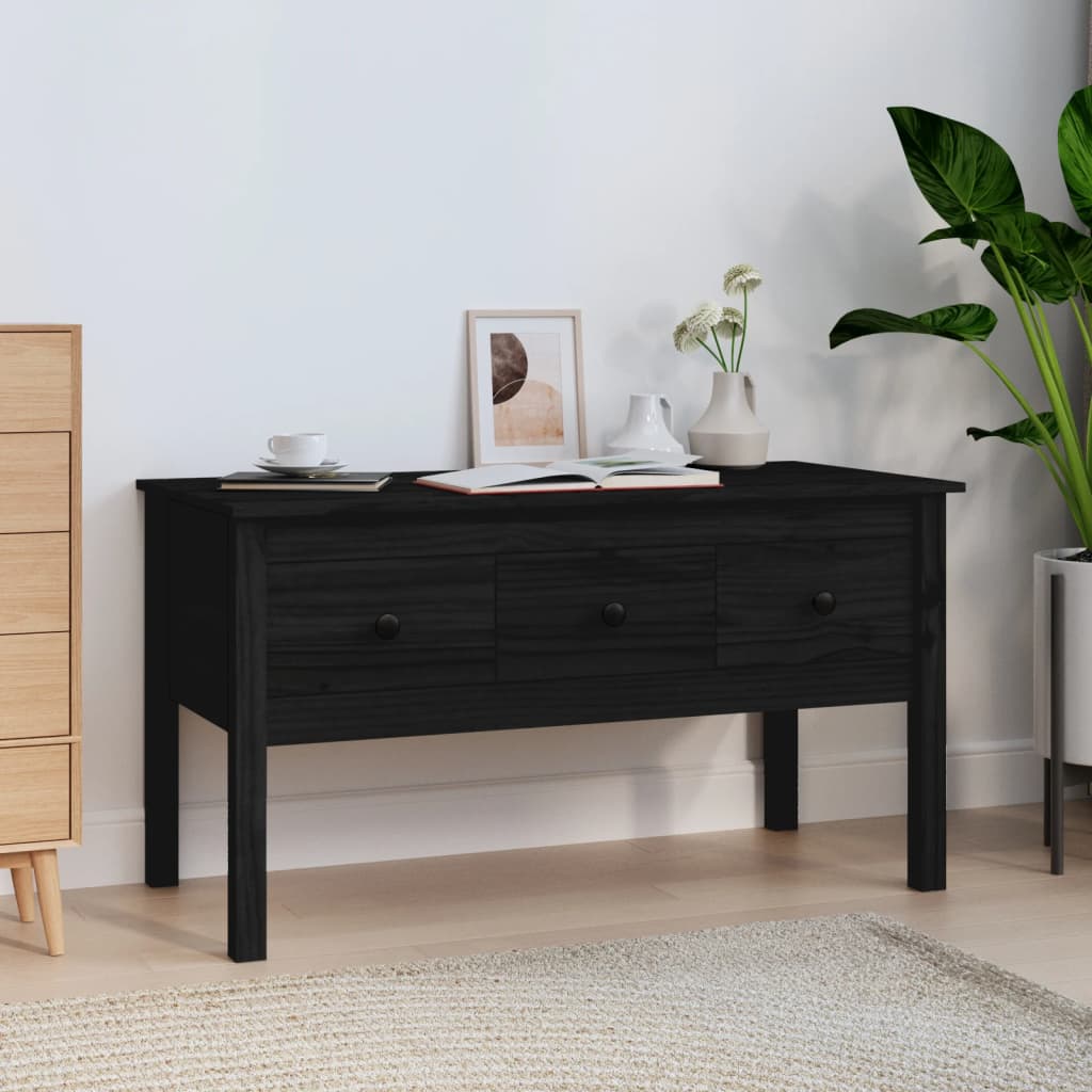 vidaXL Măsuță de cafea, negru, 102x49x55 cm, lemn masiv de pin vidaXL Măsuță de cafea, negru, 102x49x55 cm, lemn masiv de pin