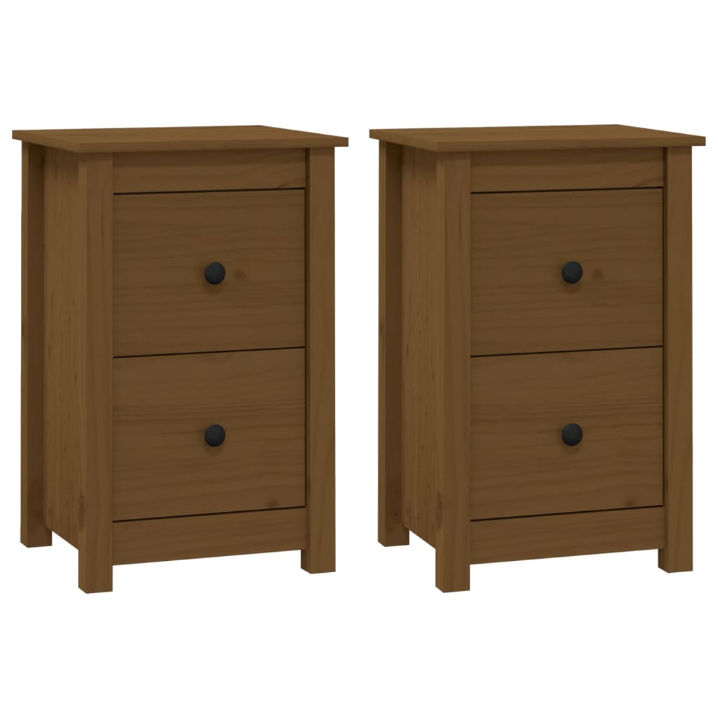 vidaXL Noptiere, 2 buc, maro miere, 40x35x61,5 cm, lemn masiv de pin