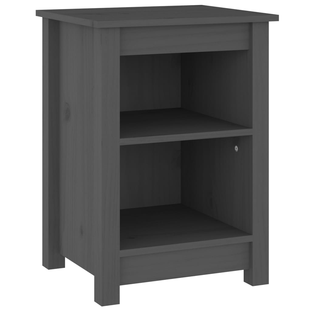 vidaXL Noptiere, 2 buc., gri, 40x35x55 cm, lemn masiv de pin vidaXL Noptiere, 2 buc., gri, 40x35x55 cm, lemn masiv de pin