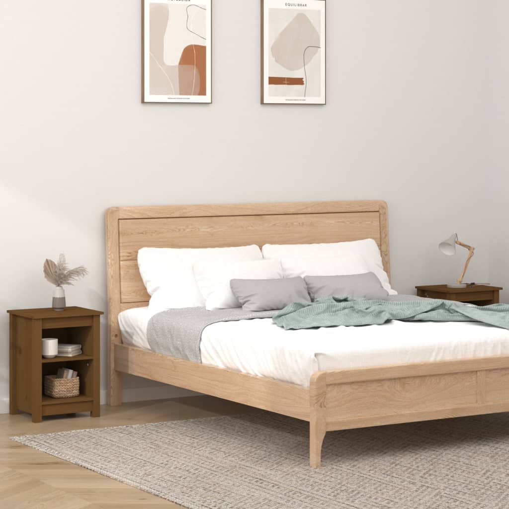vidaXL Noptiere, 2 buc, maro miere, 40x35x55 cm, lemn masiv de pin