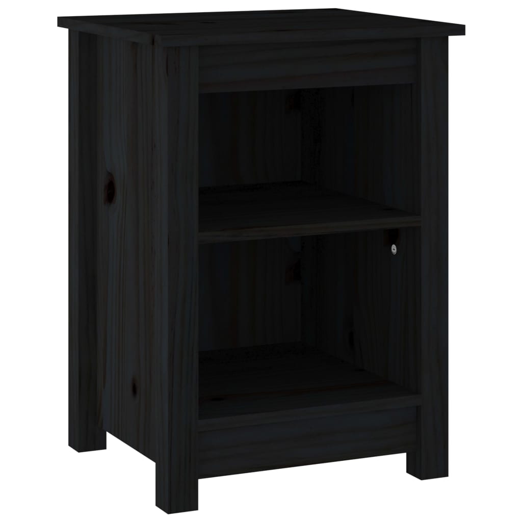 vidaXL Noptiere, 2 buc., negru, 40x35x55 cm, lemn masiv de pin vidaXL Noptiere, 2 buc., negru, 40x35x55 cm, lemn masiv de pin