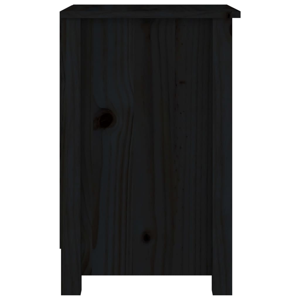 vidaXL Noptiere, 2 buc., negru, 40x35x55 cm, lemn masiv de pin vidaXL Noptiere, 2 buc., negru, 40x35x55 cm, lemn masiv de pin