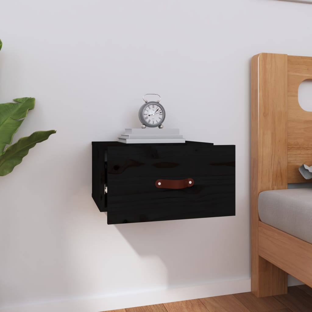 vidaXL Noptiere de perete, negru, 40x29,5x22 cm