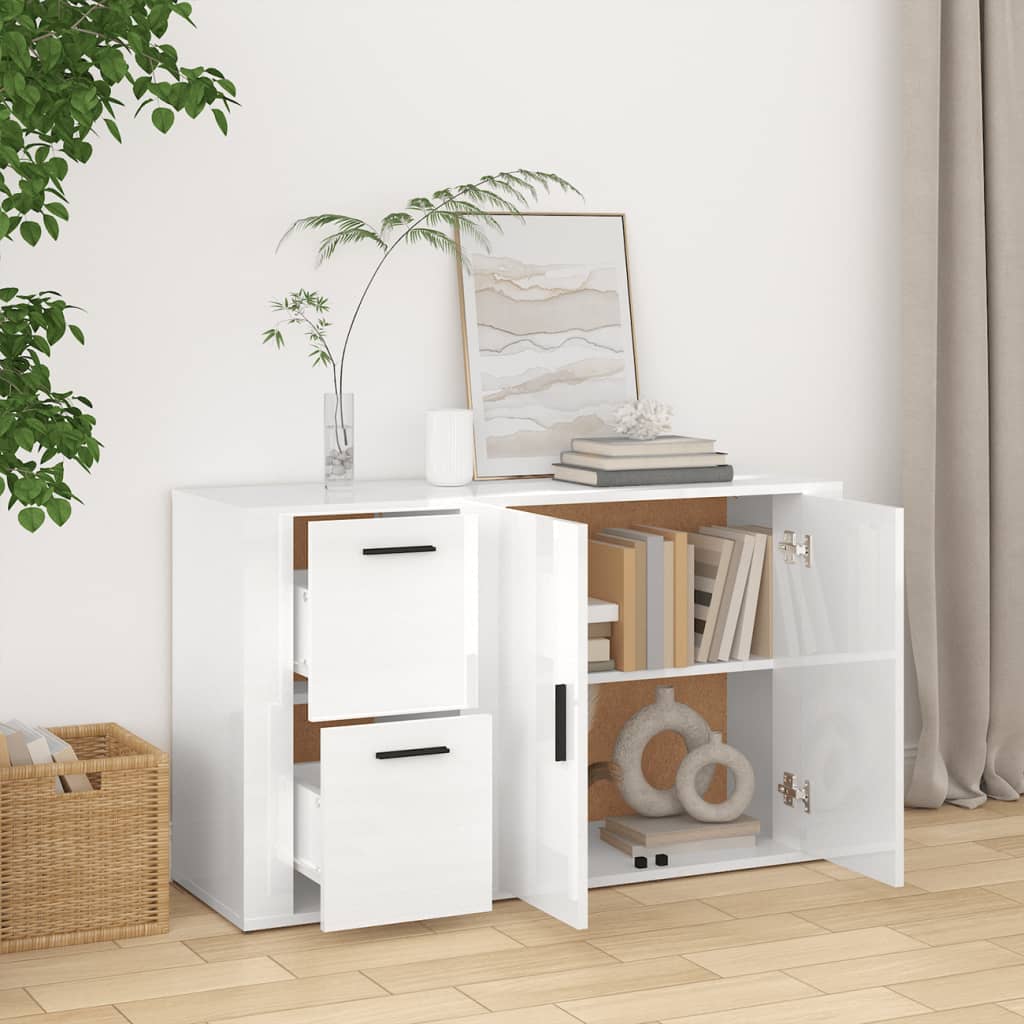 vidaXL Servantă, alb extralucios, 100x33x59,5 cm, lemn compozit