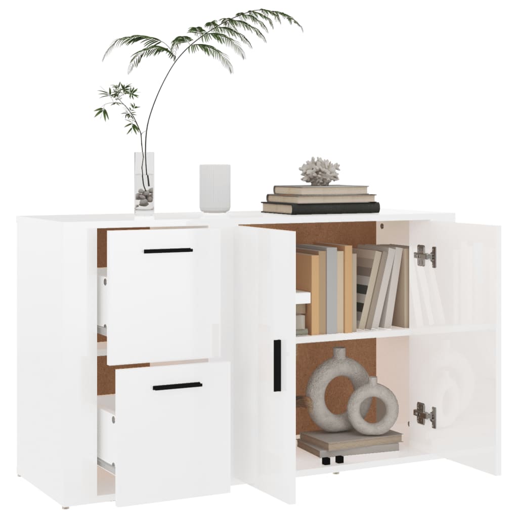 vidaXL Servantă, alb extralucios, 100x33x59,5 cm, lemn compozit