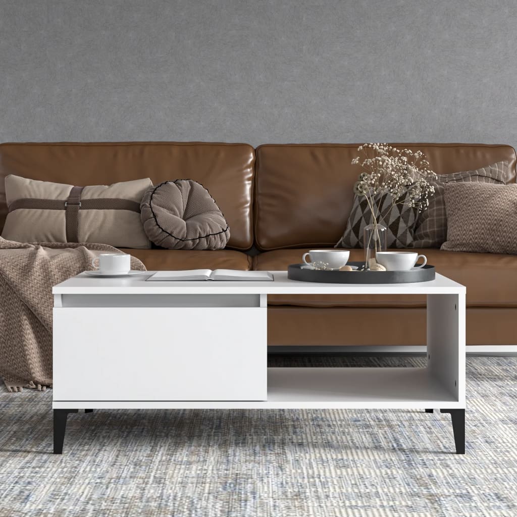vidaXL Măsuță de cafea, alb, 90x50x36,5 cm, lemn prelucrat vidaXL Măsuță de cafea, alb, 90x50x36,5 cm, lemn prelucrat