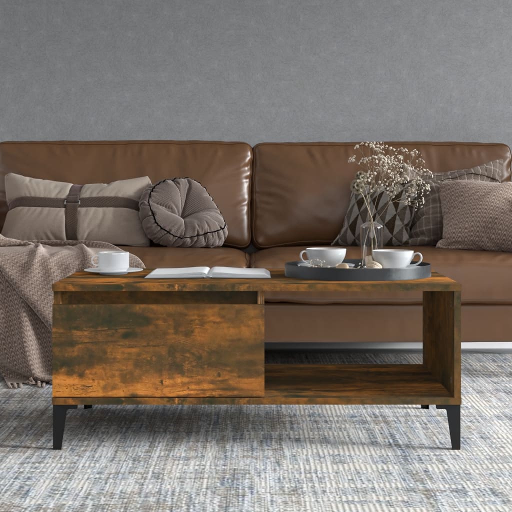 vidaXL Măsuță de cafea, stejar fumuriu, 90x50x36,5 cm, lemn prelucrat vidaXL Măsuță de cafea, stejar fumuriu, 90x50x36,5 cm, lemn prelucrat