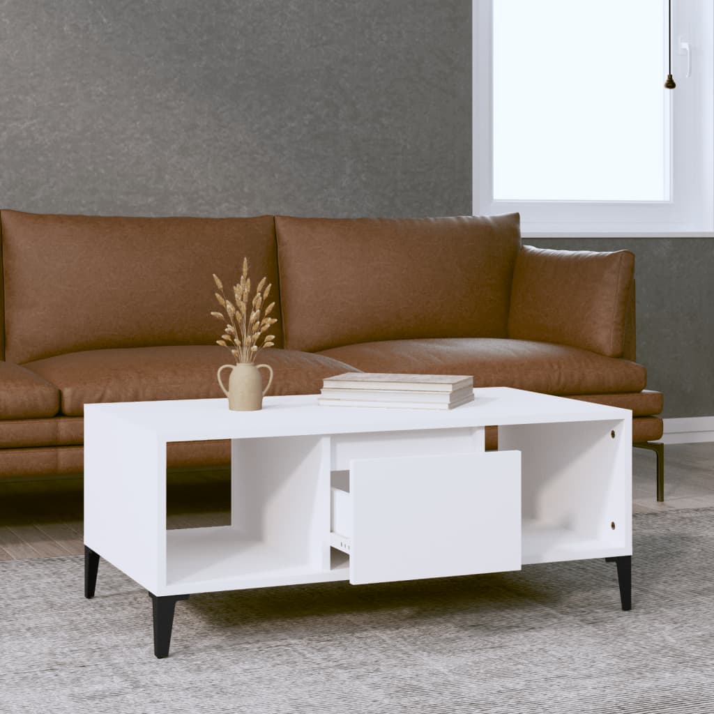 vidaXL Măsuță de cafea, alb, 90x50x36,5 cm, lemn prelucrat vidaXL Măsuță de cafea, alb, 90x50x36,5 cm, lemn prelucrat
