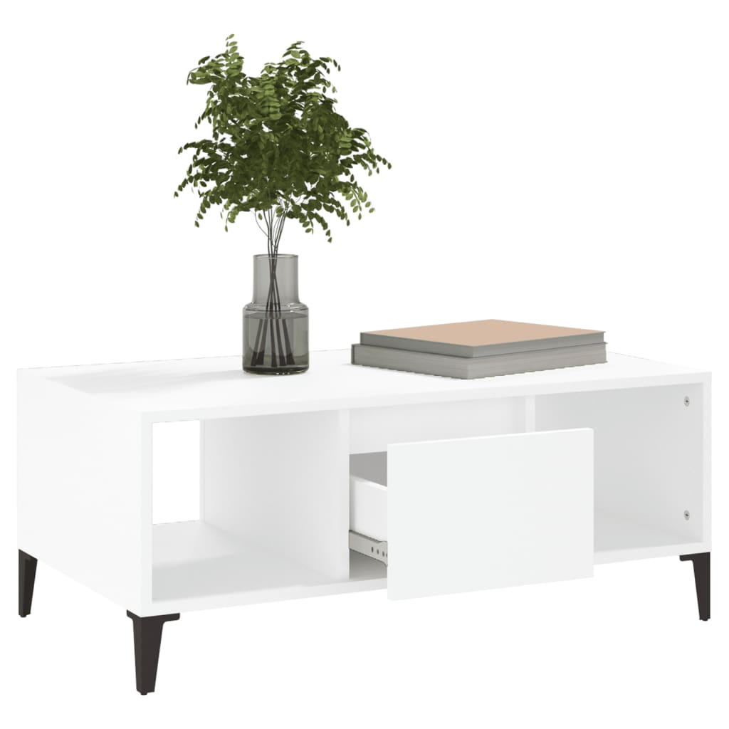 vidaXL Măsuță de cafea, alb, 90x50x36,5 cm, lemn prelucrat vidaXL Măsuță de cafea, alb, 90x50x36,5 cm, lemn prelucrat