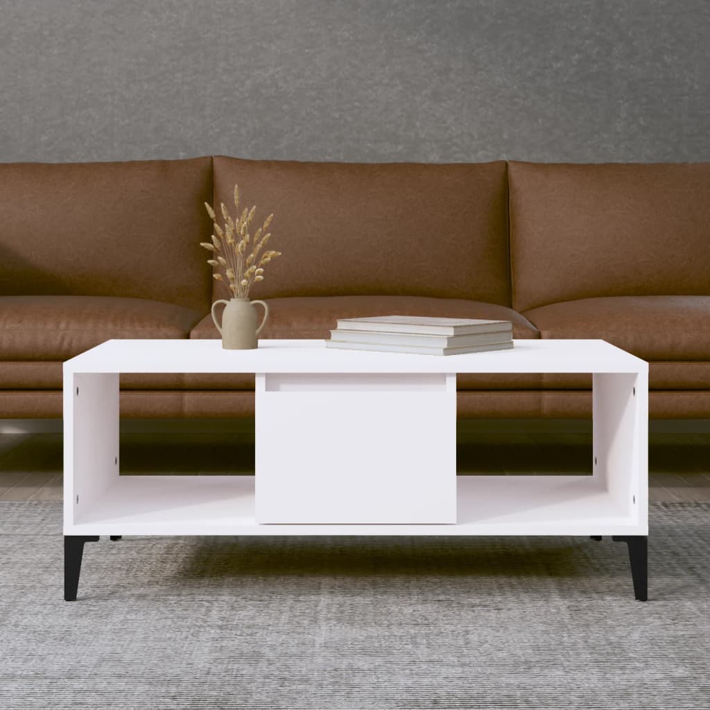 vidaXL Măsuță de cafea, alb, 90x50x36,5 cm, lemn prelucrat vidaXL Măsuță de cafea, alb, 90x50x36,5 cm, lemn prelucrat