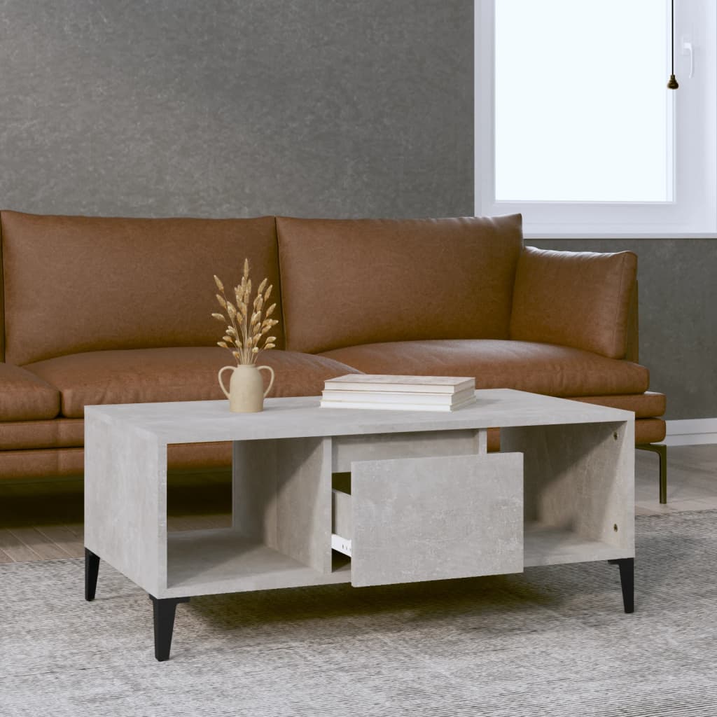 vidaXL Măsuță de cafea, gri beton, 90x50x36,5 cm, lemn prelucrat