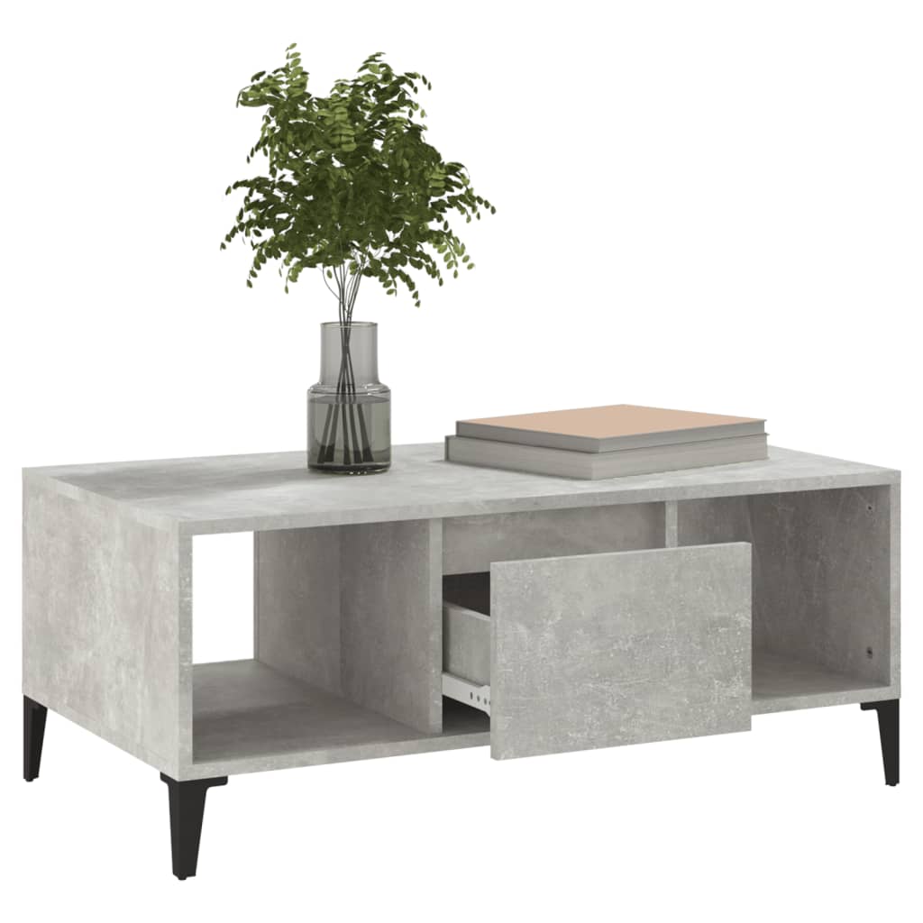 vidaXL Măsuță de cafea, gri beton, 90x50x36,5 cm, lemn prelucrat
