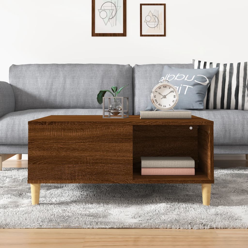 vidaXL Măsuță de cafea, stejar maro, 80x80x36,5 cm, lemn prelucrat vidaXL Măsuță de cafea, stejar maro, 80x80x36,5 cm, lemn prelucrat