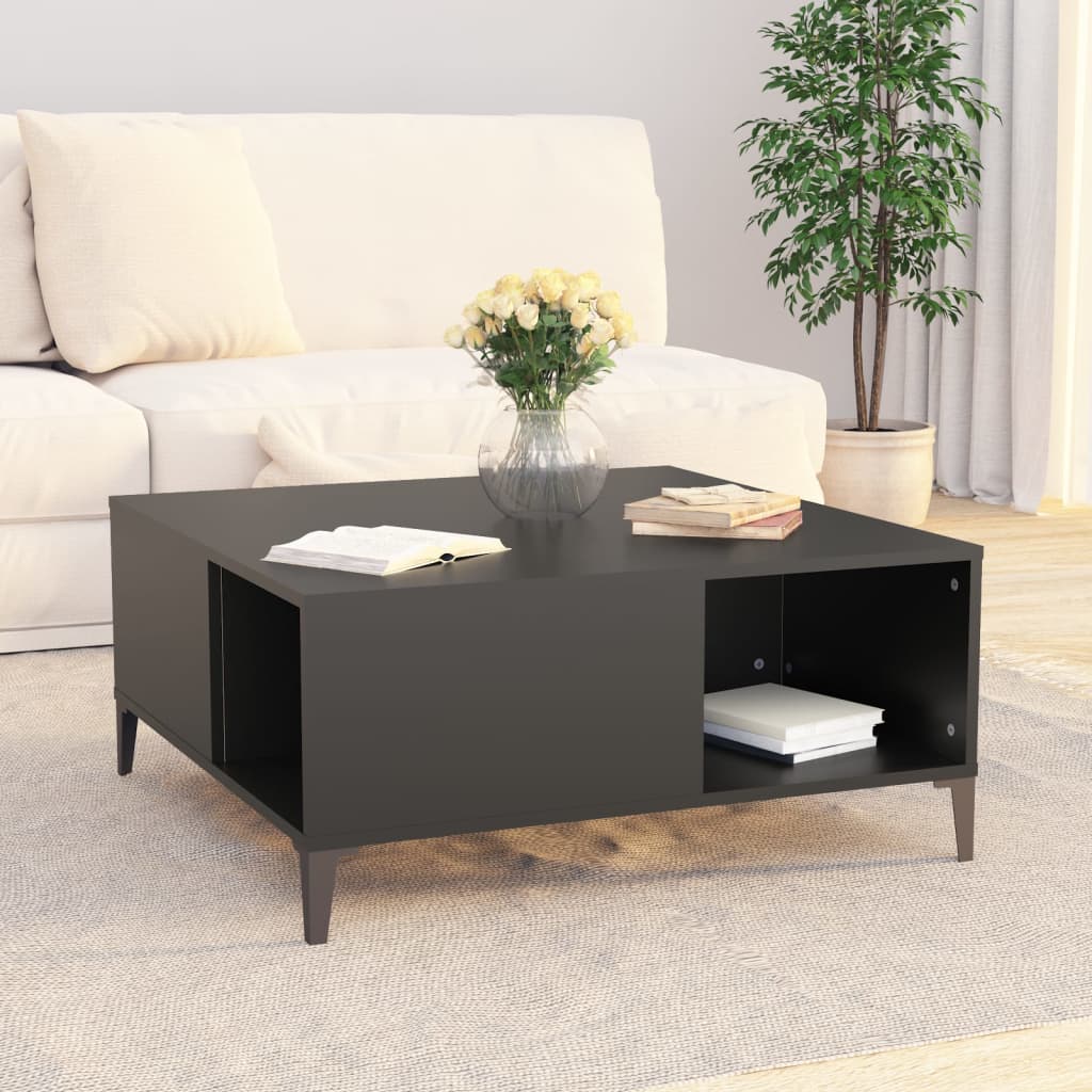 vidaXL Măsuță de cafea, negru, 80x80x36,5 cm, lemn prelucrat vidaXL Măsuță de cafea, negru, 80x80x36,5 cm, lemn prelucrat